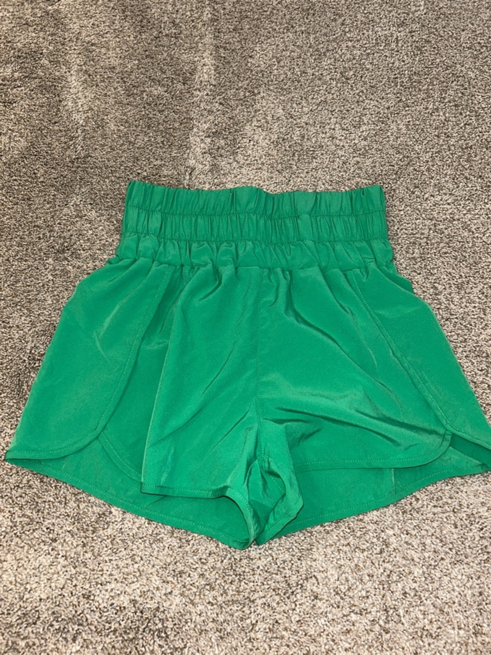 High-Waist Green Women's Athletic Shorts